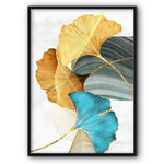 Green And Golden Leaves No3 Abstract Canvas Print