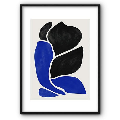 Abstract Blue & Black Shapes Canvas Print