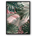 Monstera Leaves On Pink Background Canvas Print