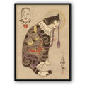 Cat And Demon's Tail In The Ukiyo-e Style Canvas Print