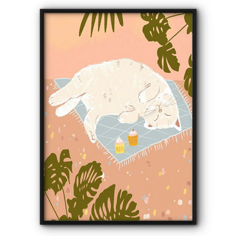 Kitty Sleeping On Blanket Canvas Print