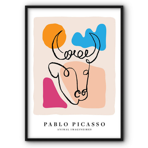 Picasso Style Bull Head Canvas Print