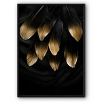 Golden Leaves On Black Background Canvas Print