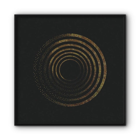 Golden Circles On Black Canvas Print