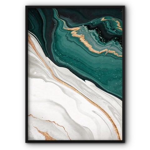 Green And Golden River No5 Abstract Canvas Print