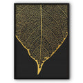 Golden Leaf On Black Background Canvas Print