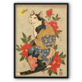 Cat And Blue Demon In The Ukiyo-e Style Canvas Print