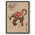 Cat And Red Demon's Face In The Ukiyo-e Style Canvas Print