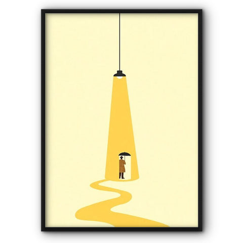 mand-under-yellow-light-art-print