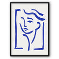 Line Art Portrait In Blue Canvas Print