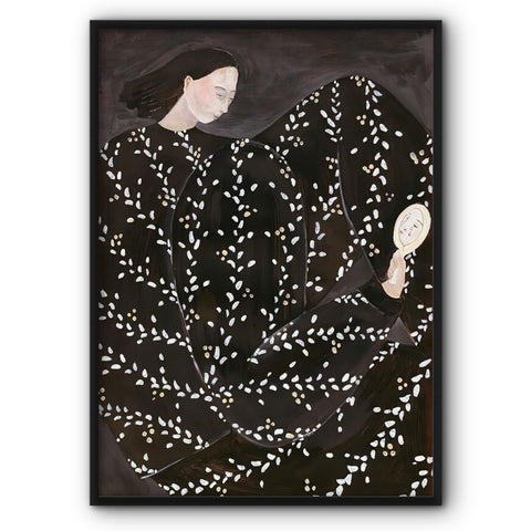 lady-in-brown-white-dress-with-a-mirror-art-print