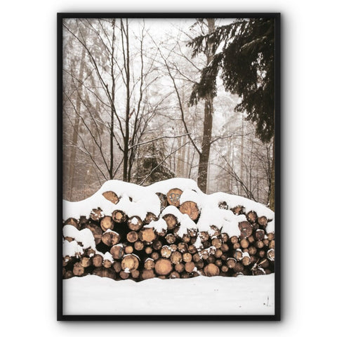 Logs Under Snow Canvas Print