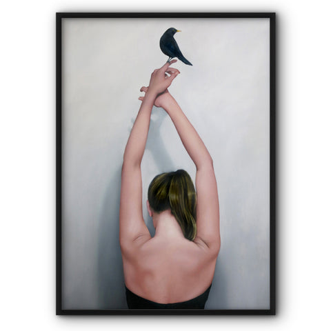 Lady And A Bird No3 Art Print