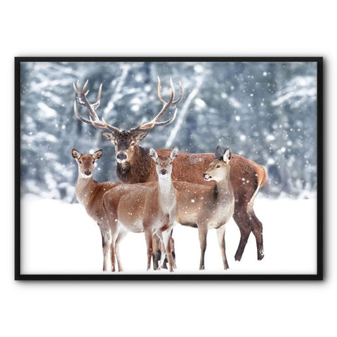 Deers In The Winter Canvas Print