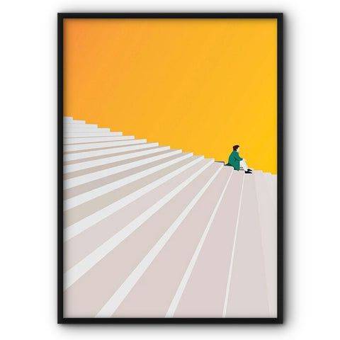 Sitting On The Stairs Art Print