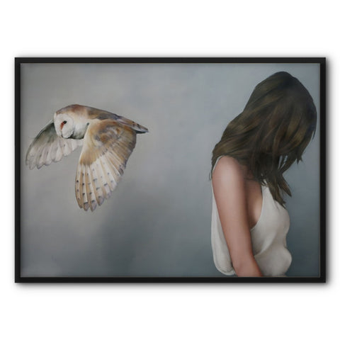 Owl and A Woman Art Canvas Print