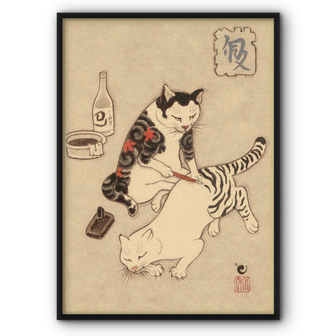 Cat The Tattoo Artist In The Ukiyo-e Style Canvas Print Wall