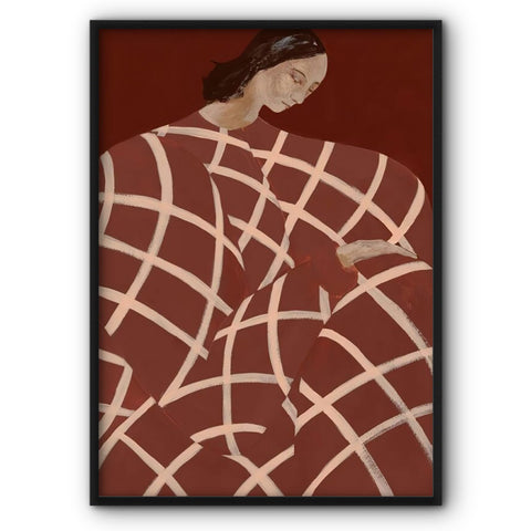 Lady In Red & White Stripes Art Print
