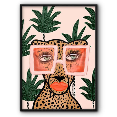 Glamour Leopard In Glasses Art Print