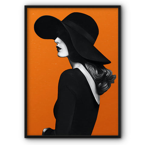 woman-in-black-and-orange-canvas-print