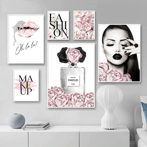 Lipstick and Peonies Canvas Print