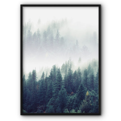 Set Of 3 Foggy Mountain Forest Canvas Prints