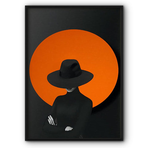 woman-in-black-and-orange-no3-canvas-print