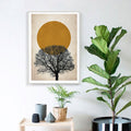 Tree and Yellow Sun Canvas Print