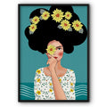 Girl And Yellow Flowers Canvas Print