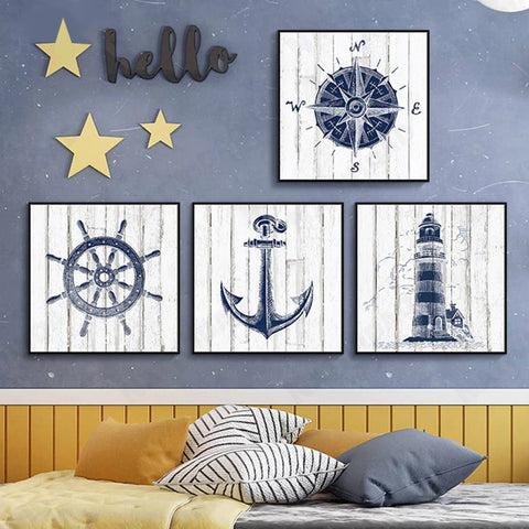 Nautical Wheel Art Canvas Print
