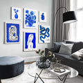 Abstract Line Art Portrait In Blue Canvas Print