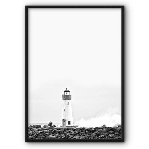Lighthouse In Black & White Canvas Print