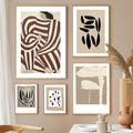 Abstract Leaves In Black And Beige colours Canvas Print