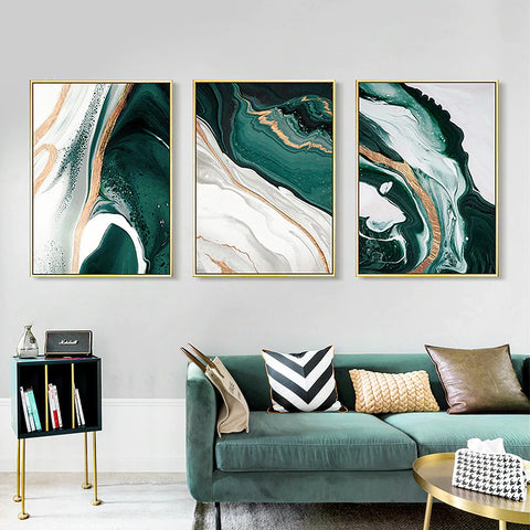 Green And Golden River No2 Abstract Canvas Print