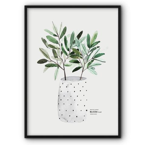 Green Plant In White Vase Canvas Print