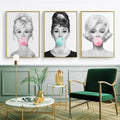Audrey Hepburn With A Pink Bubble Gum Canvas Print