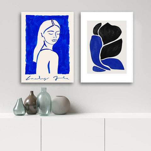 Woman Portrait In Blue Canvas Print