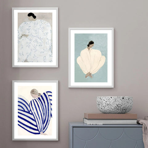 lady-in-blue-white-stripes-art-print