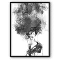 Watercolour Lady In Black And White Canvas Print