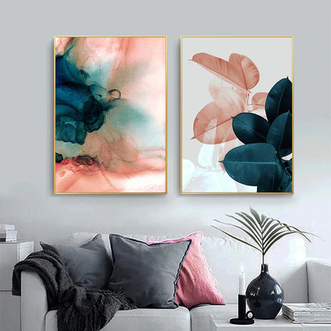 Green And Pink Abstract Canvas Print