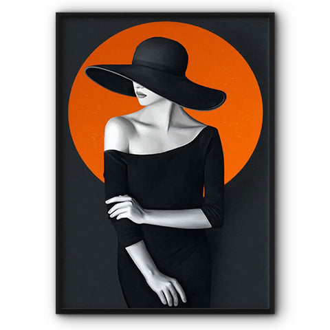 woman-in-black-and-orange-no2-canvas-print