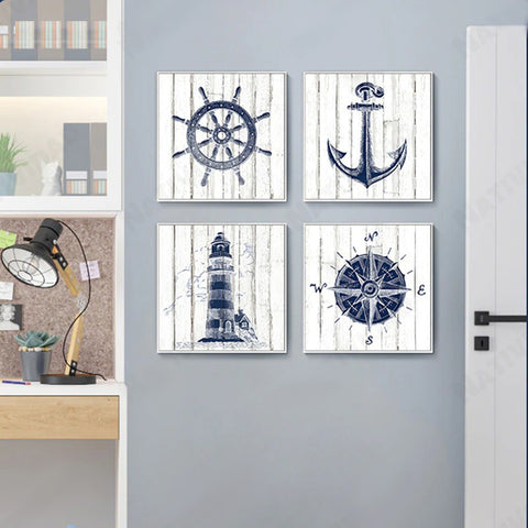 Nautical Wheel Art Canvas Print