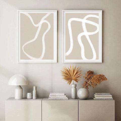 white-line-on-beige-canvas-print