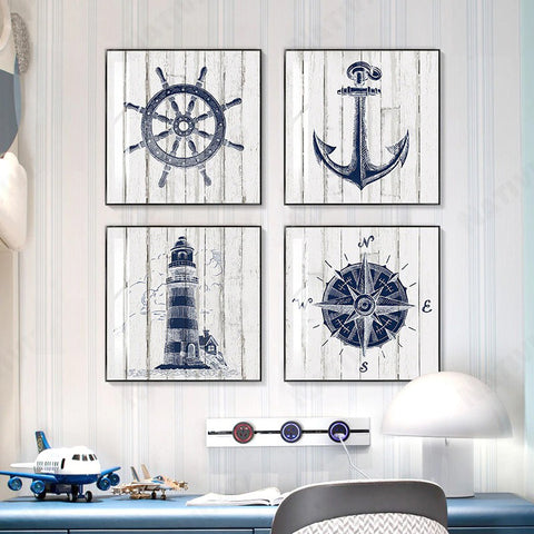 Nautical Wheel Art Canvas Print