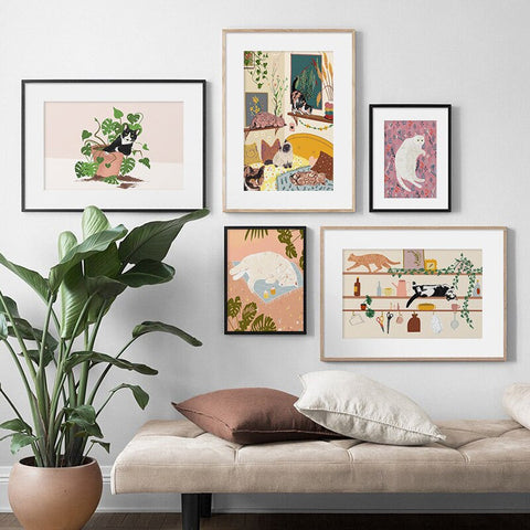 Kitty And Plant Canvas Print