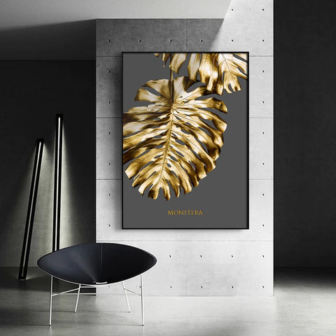 Golden Monstera Canvas Print