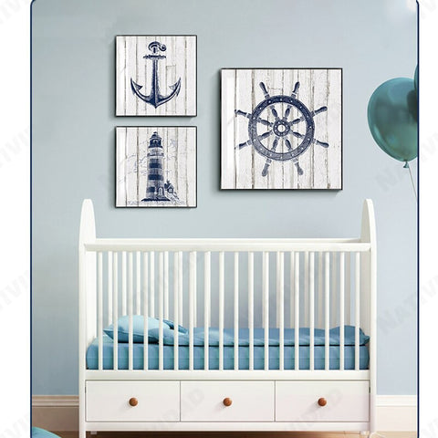 Nautical Wheel Art Canvas Print