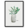 Green Plant In Grey Vase Canvas Print