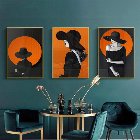 woman-in-black-and-orange-no2-canvas-print
