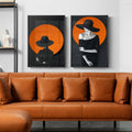Woman In Black And Orange No3 Canvas Print